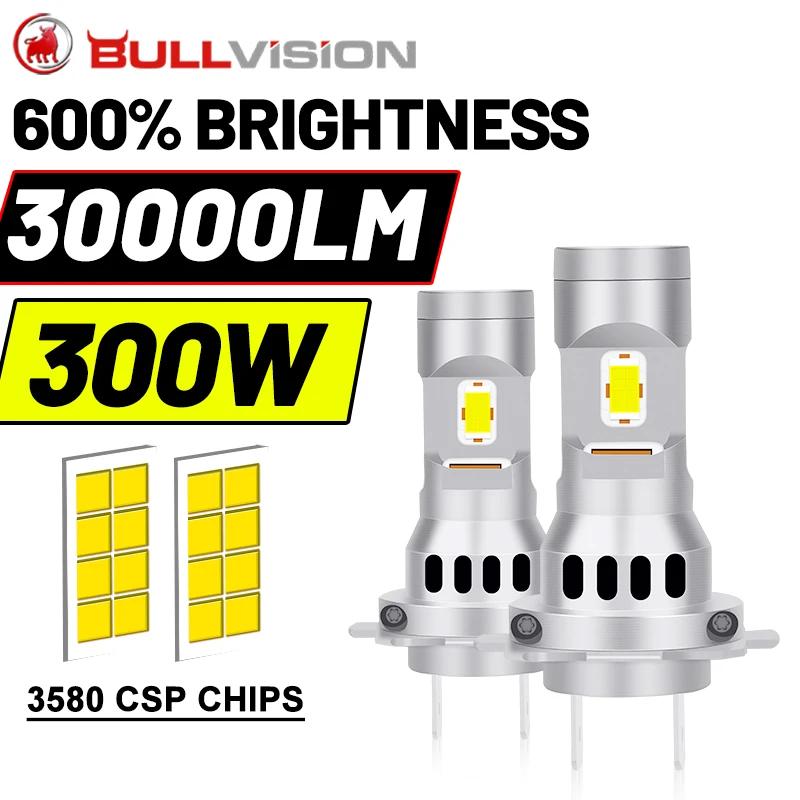 BULLVISION ̴ H7 LED Ʈ, ڵ ̿, 6000K ȭƮ 3580 CSP Ĩ, 1:1 ҷΰ ũ, ڵ   , 30000LM, 300W